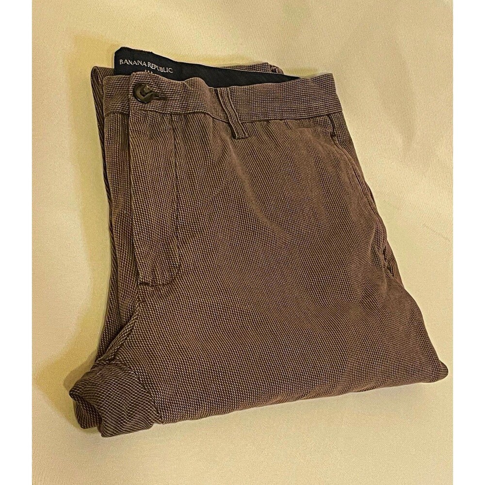 Banana Republic 100% Cotton Men’s Brown Twill Chino Pants Straight Leg 34x30